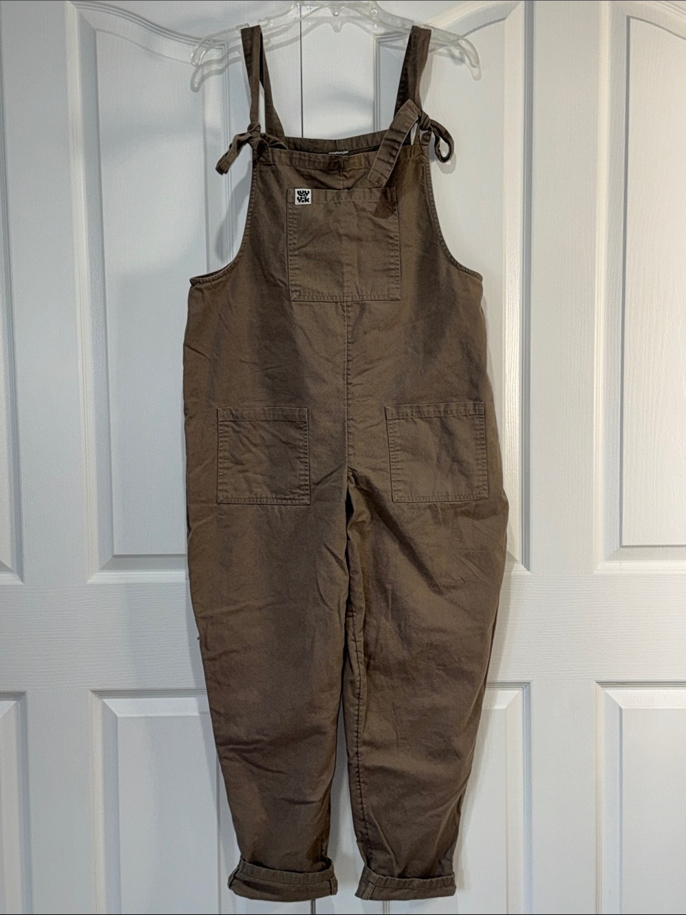 Lucy & Yak Brown Cotton Tie-Shoulder Overalls